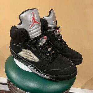 Air Jordan 5 (five) size 12 black metallic - no OG box -worn less than 5 times